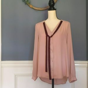 ✨HP✨ Lauren Conrad Button Down Top with Neck Tie - Size M